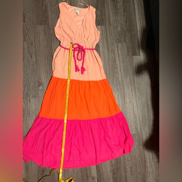 Flying Tomato Pleated Tiered Maxi Dress in Pink and Orange - Picture 7 of 14